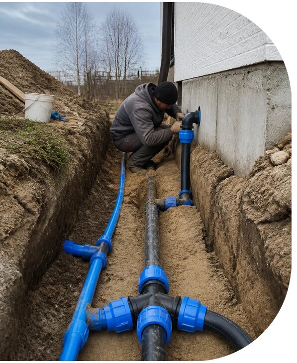 Монтаж наружного водопровода на участке под ключ в Чебоксарах